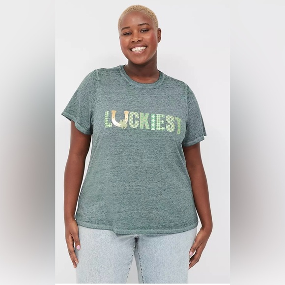 Lane Bryant Luckiest Burnout Graphic Tee - Picture 1 of 6